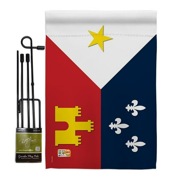 Breeze Decor BD-FU-GS-118008-IP-BO-D-US13-BD 13 x 18.5 in. Acadiana Interests Fleur De Lys Impressions Decorative Vertical Double Sided Garden Flag Set with Banner Pole
