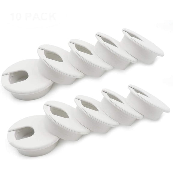 2" Desk Grommet(10 Pack), Wire Cable Hole Cover Plastic Wire Organizers for Office PC Computer Desk Cord Management (White)