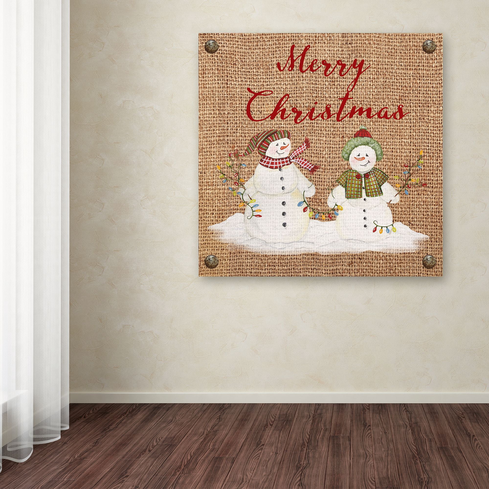 Trademark Fine Art 'Christmas On Burlap 1' Canvas Art by Jean Plout