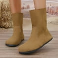 thumbnail image 2 of Flat Fall Boots for Women Wide Calf Soft Leather Mid Calf Booties Vintage Round Toe Pull on Ankle Boots, 2 of 7