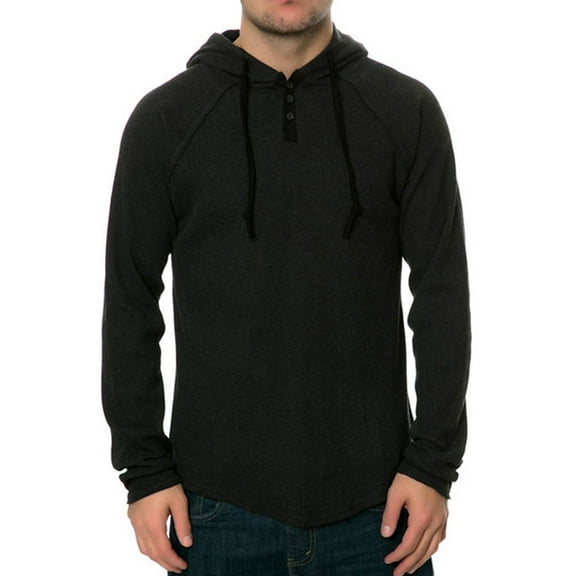 AMBIG Mens The Watson Hooded Thermal Sweater, Grey, Small