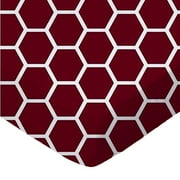 SheetWorld Fitted 100% Cotton Percale Play Yard Sheet Fits BabyBjorn Travel Crib Light 24 x 42, Burgundy Honeycomb