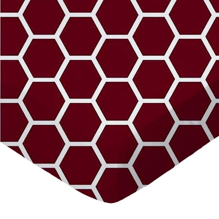 SheetWorld Fitted 100% Cotton Percale Play Yard Sheet Fits BabyBjorn Travel Crib Light 24 x 42, Burgundy Honeycomb
