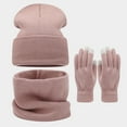 thumbnail image 2 of PMVFHDE Solid Color Daily Casual Winter Hat Scarf Gloves Set for Outdoor Activities Warm Comfort Set Cold Weather Knit Hat Set Unisex Winter Accessories Light Pink, 2 of 6