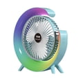 thumbnail image 2 of Ventilador de escritorio USB pequeño, silencioso, recargable, con luz, 3 velocidades, portátil azul, 2 of 9