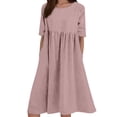 thumbnail image 1 of HXWCHs Robe à Capuchon pour Femme en Mélange de Lin, Robe Décontractée à Manches Courtes avec Poches Latérales Rouge XXXXXL, 1 of 5