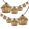 thumbnail image 2 of JONATHAN Y Maui 10-Light Indoor/Outdoor 10 ft. Mid-Century Vintage LED G40 Tiki Hut Hemp Rope Shaded String Lights, Brown, 2 of 7