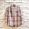 thumbnail image 2 of lulshou Long Sleeve Shirts for Men Plaid Casual Button-Down Collar Shirt & Top Business Casual Men's Clothing, Red, XXL, 2 of 6