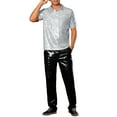 thumbnail image 2 of CAMISETAS POLO CON LENTEJUELAS INSPIRE CHIC PARA HOMBRE, MANGA CORTA, BRILLO Y GLITTER, PARA FIESTAS DE PROM Y DISCO DE LOS 70, COLOR PLATA, 2 of 4