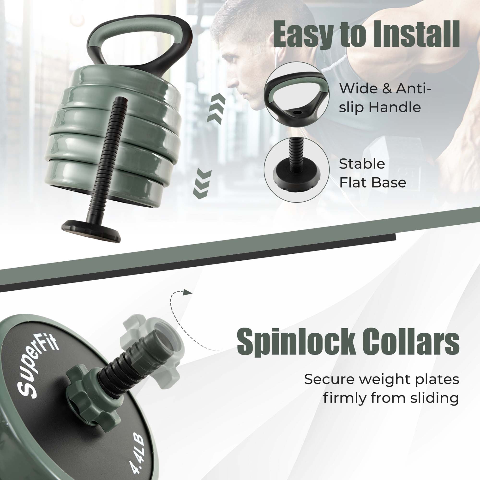 Costway 4 in 1 Adjustable Weight Dumbbell Set 47lbs Free Weight Set withConnector Home Gym Walmart