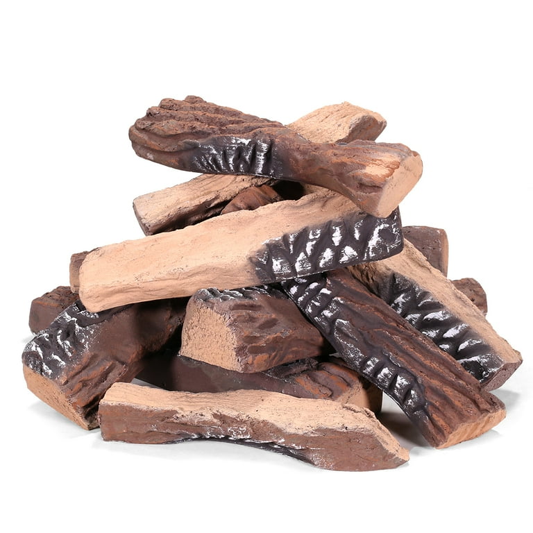 Barton 10-Pieces Ceramic Fireplace Log Stack Wood Log Gas Realistic Logs  Set Fireplace Indoor / Outdoor - Walmart.com