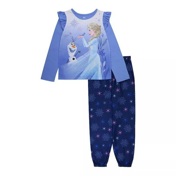 Disney Frozen Elsa, Olaf and Bruni Girl's 2-Piece Polyester Flannel Pajama Set (Size 6)