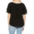 thumbnail image 3 of Women's Casual Flowy Short Flutter Sleeve Round Neck Key Hole Blouse Top, 3 of 6