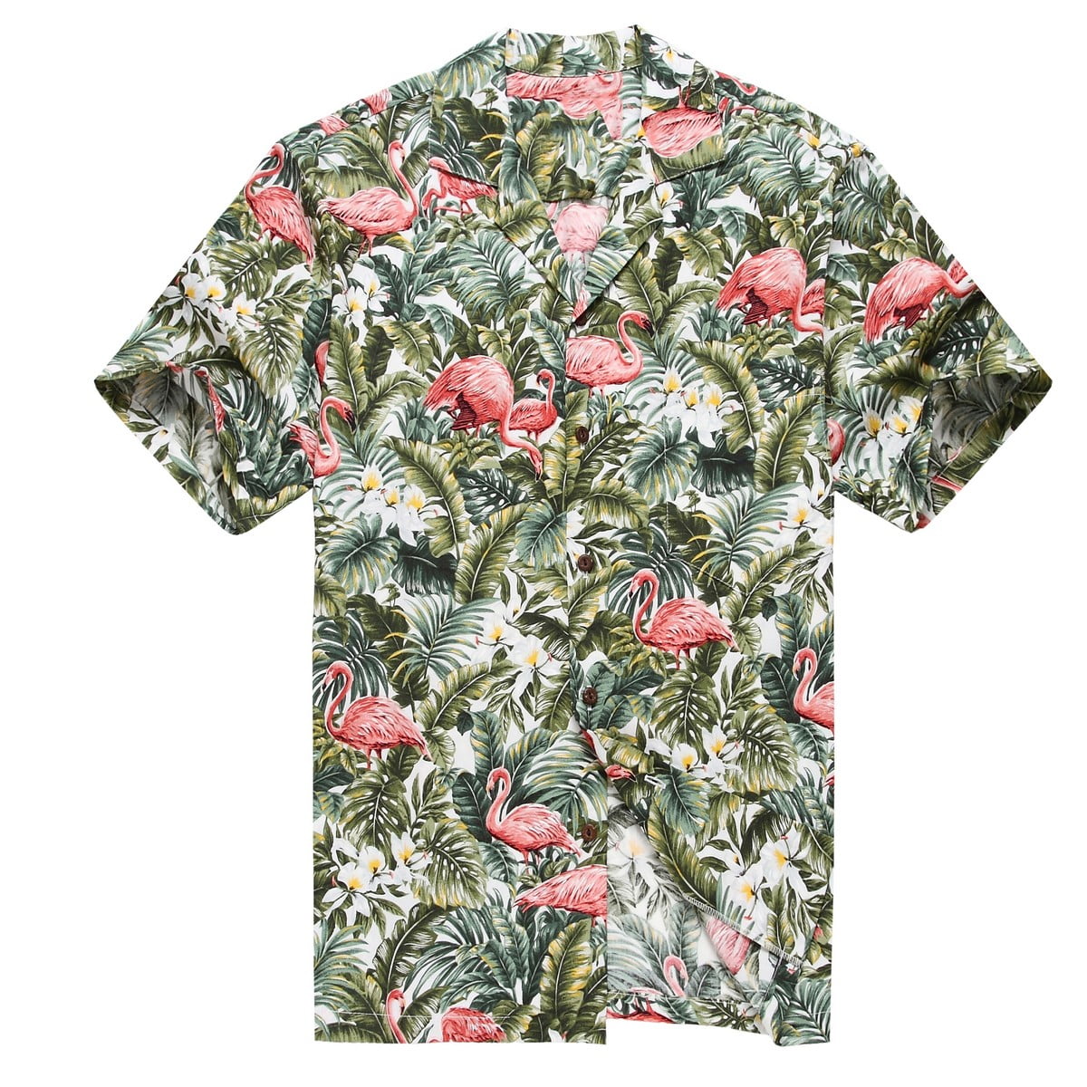 Made in Hawaii Men's Hawaiian Shirt Aloha Shirt Flamingo in Rain Forest ...