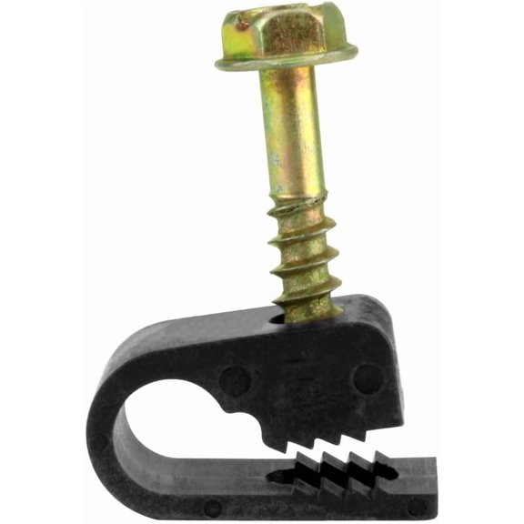 Flexible Single Cable Screw Clips (Pack of 100 / Black)