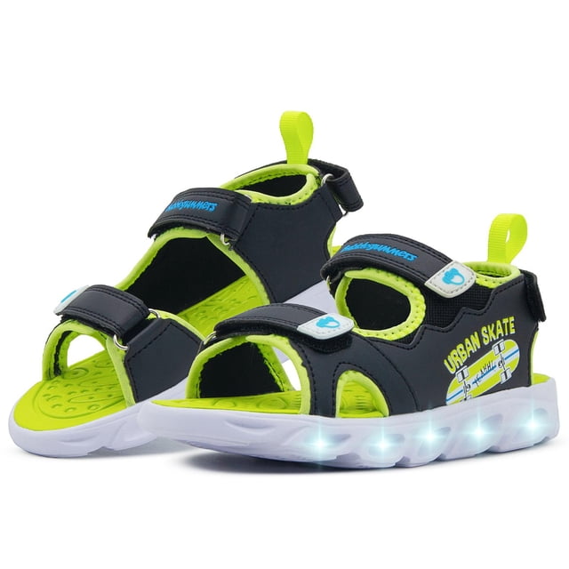 Sandalia Con Luces Para Niño Bubble Gummers Negro/ Verde negro 21