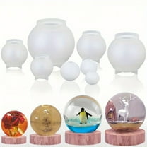 Resin Casting Molds for Home Decor, 8Pcs 3D Sphere Silicone Molds, Seamless Globe Epoxy Molds for Flowers Preservation Art