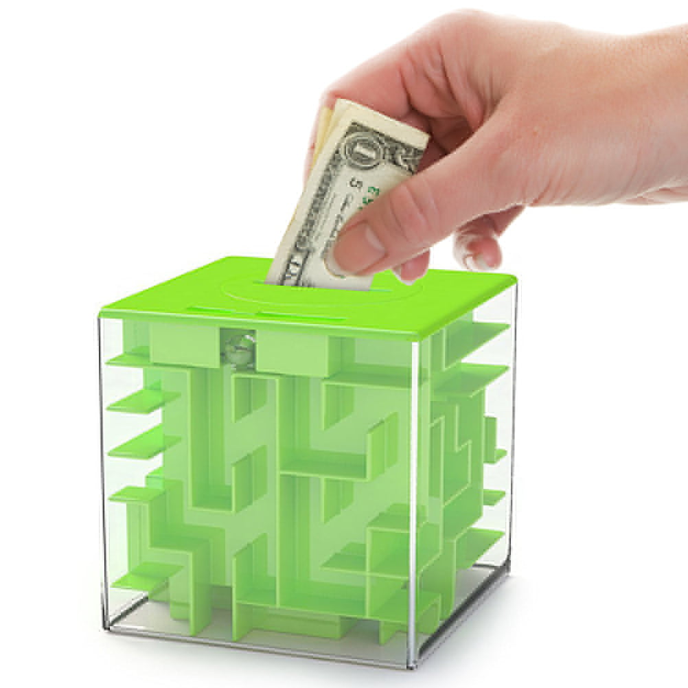 Clear Transparent Money Maze Save Cash Money Pot Puzzle Box Ramdon  Color 