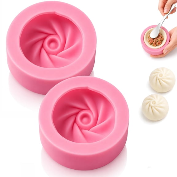 Silicone Dumpling Mold, 2 Pcs Manual Baozi Molding Press, Dumpling Cake Pop Mold, 3D Bun Shape Silicone Mold for Diy Making Buns