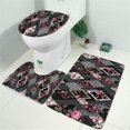 thumbnail image 2 of Pioneer Flower Floral Print Pattern Bathroom Rugs Sets 3 Piece,Toilet Cover Set,Absorbent Non Slip Bathroom Mats Sets with U-Shaped Contour Rug Toilet Rug Set, 2 of 5