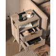 thumbnail image 4 of Mesita de noche Veegle Rattan con estación de carga, 2 cajones, color gris, 4 of 7