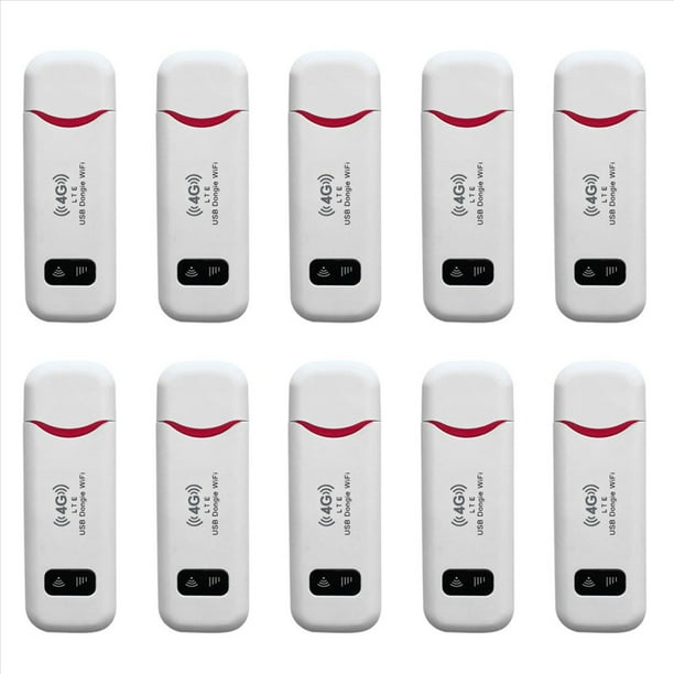 10X Dongle USB Inalámbrico 4G LTE, Punto de Acceso Móvil, Módem de 150Mbps, Tarjeta Sim, Enrutador de Banda Móvil, Mini Enrutador 4G para Coche y Oficina
