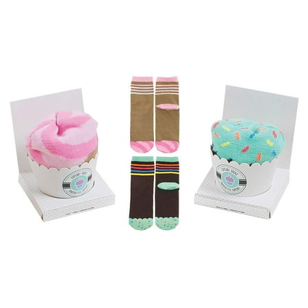 Women Novelty Food Socks That Look And Are Packed Like Real individually boxed, ready to gift. Perfect stocking stuffer (2 Cup Cake Chocolate & (Best Looking Chocolate Cake)
