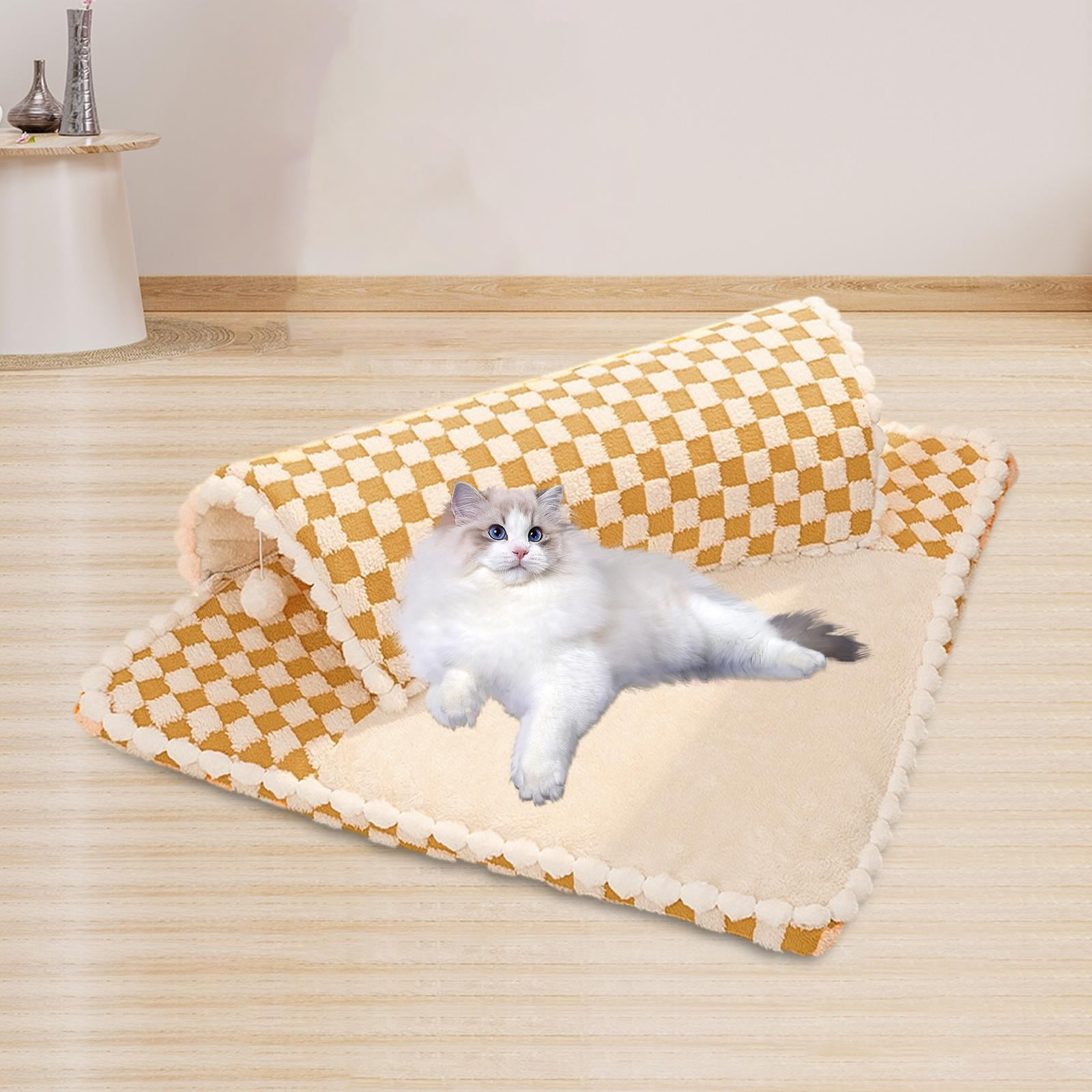 Bvdfgk Cat Tunnel Bed for Indoor Cats Interactive Toy with s Kitty Training Brown M