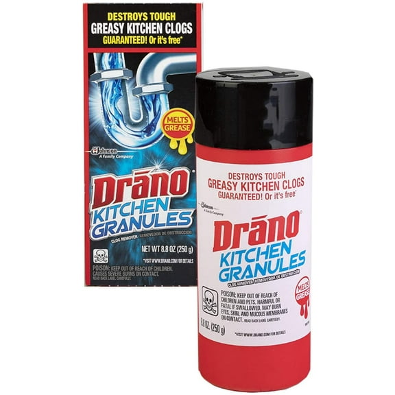 SC Johnson Drano Kitchen Granules Clog Remover - Grease Removal - 6 Pack, 8.8 oz