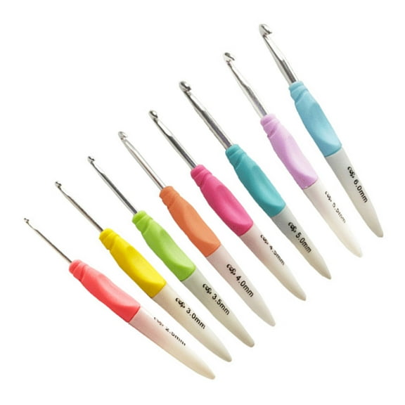 8Pcs Beginner Crochet Hook Ergonomic Crochet Hook Ergonomic Handle Crochet Hook Needle for Crocheting Craft 2.5mm-6mm