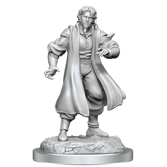 Critical Role Unpainted Miniatures: Male Human Sorcerer Merchant & Tiger Demon