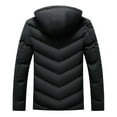 thumbnail image 4 of Herrnalise Men's Fashion Autumn And Winter Stitching Warm Hooded Casual Jacket Cotton Clothes Black, 4 of 6