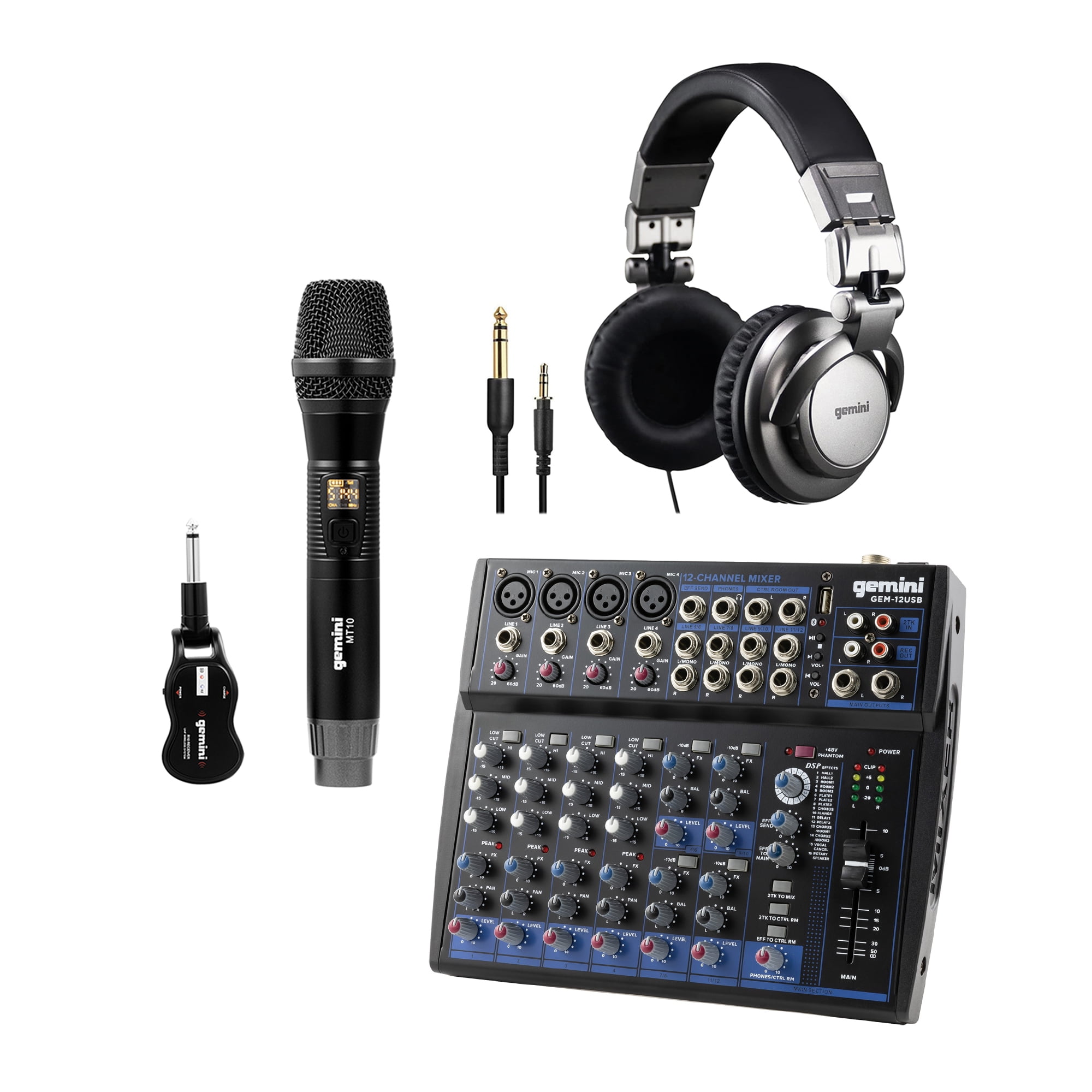 Gemini Compact Bluetooth Audio Mixer (GEM-08USB, 8 Channels) & DJX