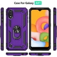thumbnail image 2 of for Galaxy A01 Case,Samsung A01 Case,with HD Screen Protector,[Military Grade] Ring Car Mount Kickstand Hybrid Hard PC Soft TPU Shockproof Protective Case for Samsung Galaxy A01 (Purple), 2 of 14