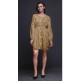 thumbnail image 4 of Bimba Brown Artistic Dragonfly & Floral Printed Relaxed Fit Women Long Sleeve Button Down Midi Dress-XXX-Large, 4 of 7