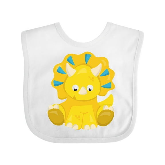 Inktastic Cute Dinosaur, Baby Dinosaur, Dino, Triceratops Boys or Girls Baby Bib