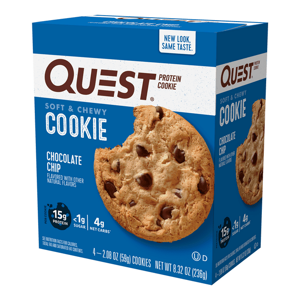 Quest Protein Cookie, Chocolate Chip, 15g Protein, 4 Ct - Walmart.com ...