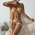 thumbnail image 2 of UJJHMRR Bikini New Summer Women Sexy 3 Pieces Suit Floral Print Swimwear Drawstring Bikini SeT Holiday Beachwear Bodysuit Overall Swimsuit, 2 of 7