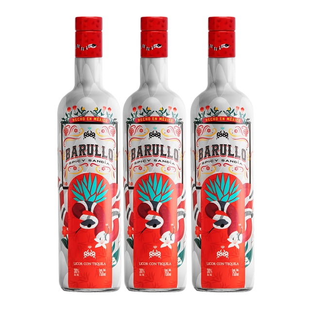 Tripack Licor con Tequila Barullo Spicy Sandía 750 Ml Licor con Tequila