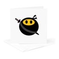 thumbnail image 5 of 3drose, Ninja Smiling Face - Funny Black Masked Yellow Happy Face - Cute Spy, Japanese Sword, 6 Greeting Cards with Envelopes, 5 of 7