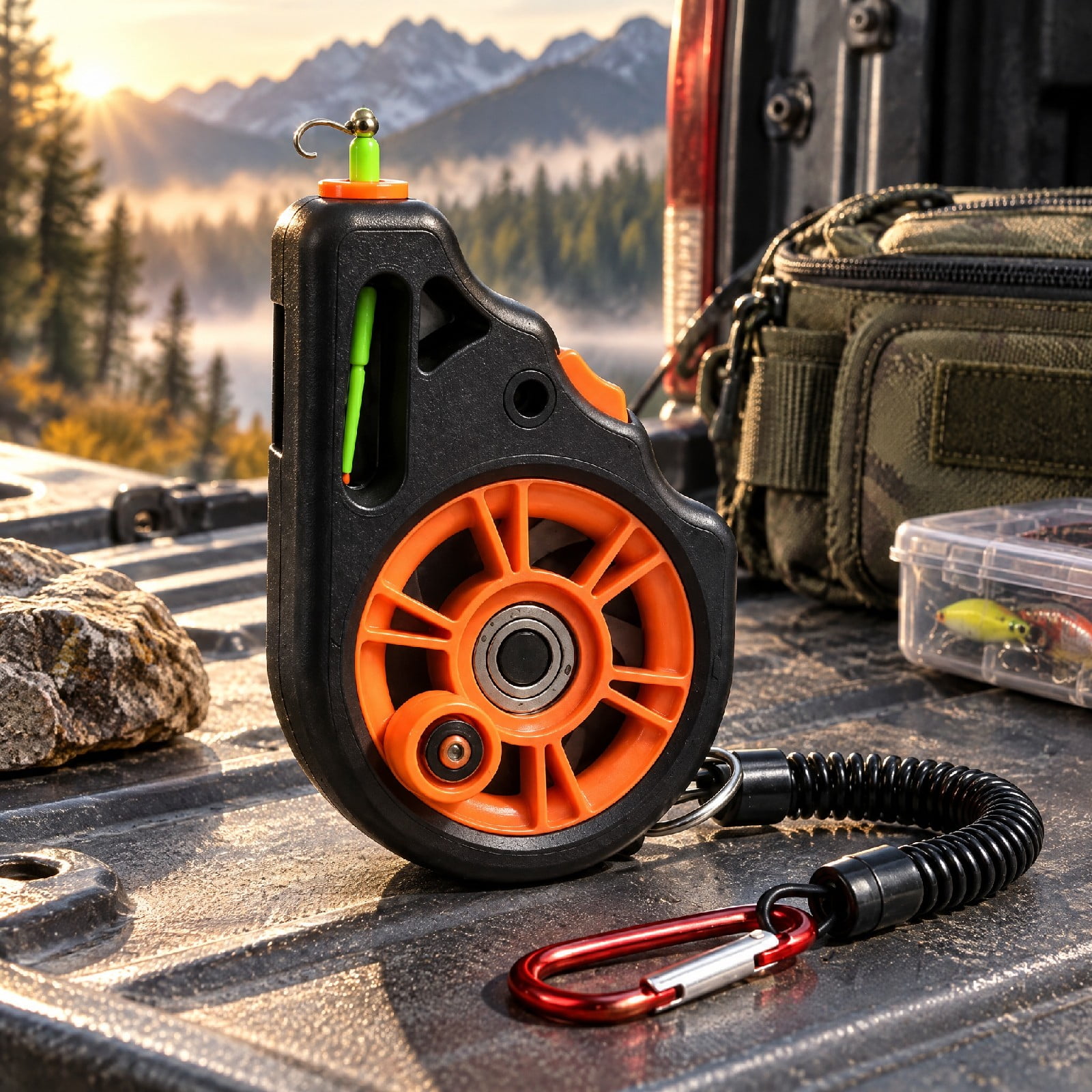Arghm Portable Fishing Line Spool Reel with Retractable Lanyard for Effortless Line Management and Quick Knot Tying in Stream & Outdoor Fishing for Fly and Tenkara Anglers