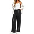 thumbnail image 6 of UVN Sweatpants for Women Casual Wide Leg Baggy Pants Straight Long Trousers High Waist Drawstring Workout Pants with Pockets, 6 of 12