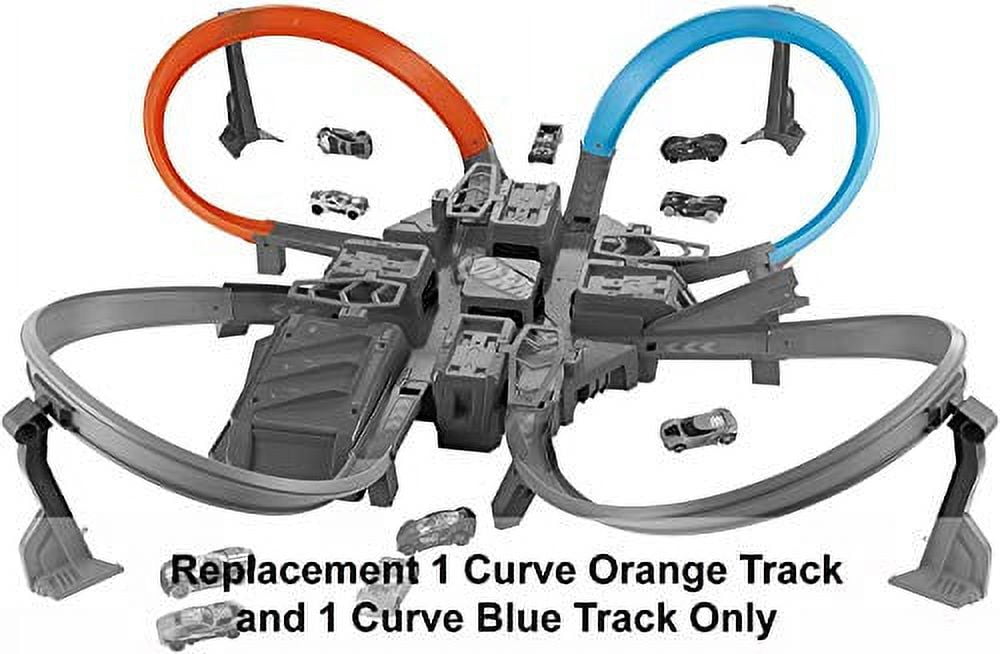 Replacement Parts for Hot Wheels Track - Hot Wheels Criss Cross Crash Car Race Track DTN42 | Includes 1 Curve Orange Track and 1 Curve Blue Track