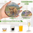 thumbnail image 3 of Haosy Set of 6 Drink Woven Coaster with Holder Heat Resistant Non-Slip Bar Coasters 4 Inches Wildflowers and Highland Cattle, 3 of 7