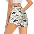 thumbnail image 2 of Uemuo Cute Dinosaurs Pattern Women's Athletic Shorts High Waisted Running Shorts with Liner Pockets Gym Elastic Workout Shorts-Large, 2 of 9