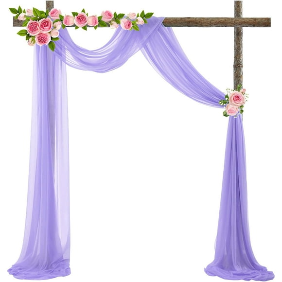 AIR-Purple Chiffon Backdrop Curtain 2.5ft x 20ft Wedding Backdrop Drapes Stage Background Voile Sheer Curtain for Wedding Party Reception Events Decorations, 1 Panel