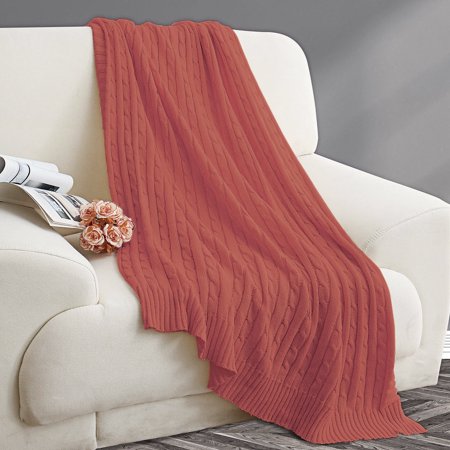100 Cotton Throw Blanket Textured Solid Cable Knit Throw Couch