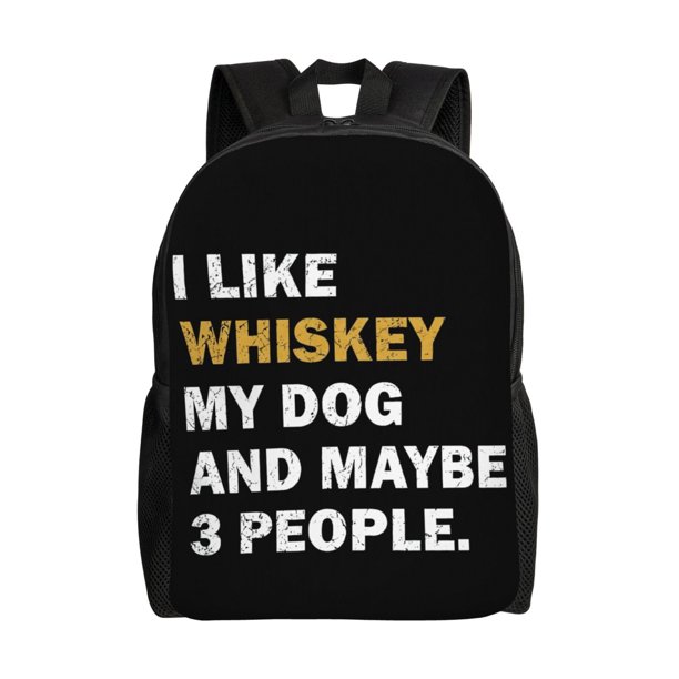 Beber Me gusta el whisky y los puros y tal vez 3 personas Mochila para portátil, bolso de viaje, mochila informal para la universidad, mochila negra para el trabajo y los negocios, regalo para