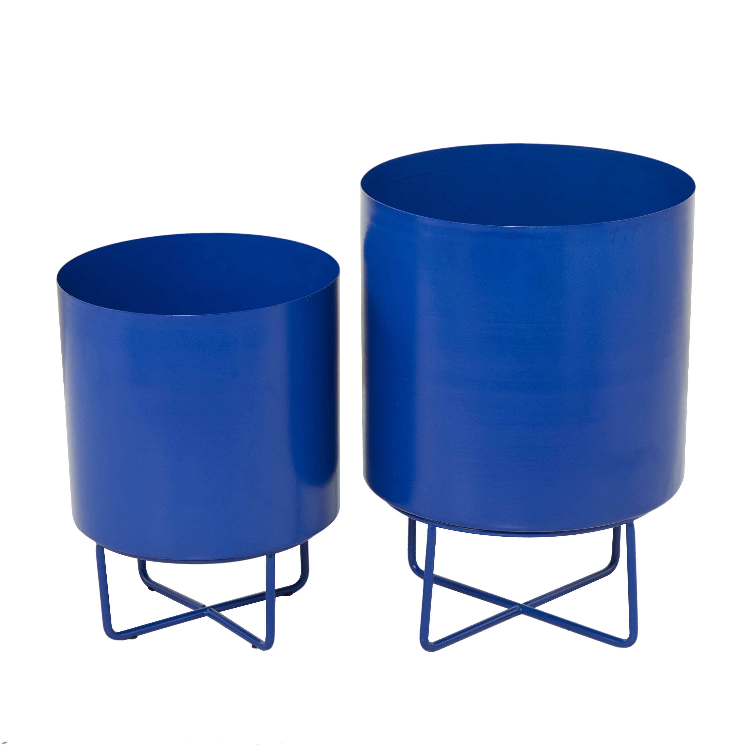 CosmoLiving by Cosmopolitan 16", 13"H Blue Metal Planter (2 Count)