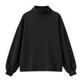 thumbnail image 4 of Mitankcoo Girls Mock Neck Ribbed Top Kids Loose Long Sleeve Pullover Sweatshirt for Fall Winter Casual Daily Outfits 4-15Y, 4 of 8